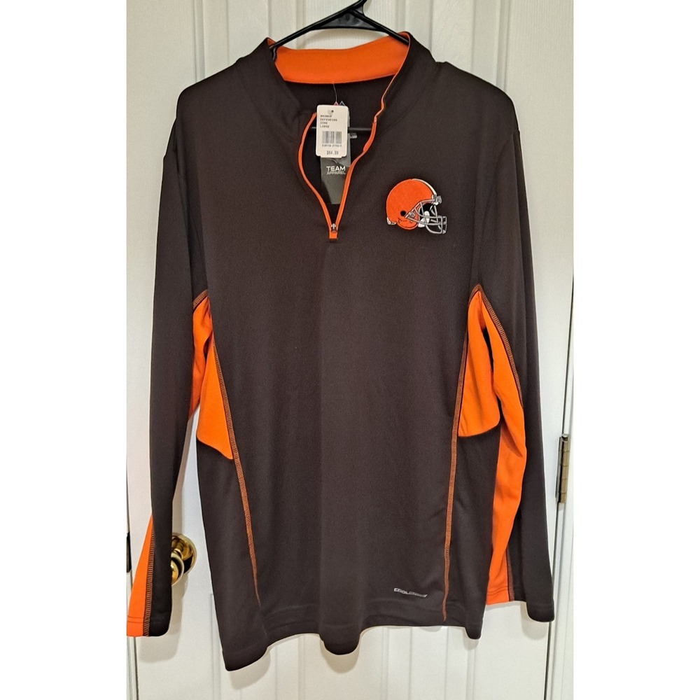 Cleveland Browns Pullover Mens L Majestic 1/4 Zip Lightweight NWT Retail $65‎